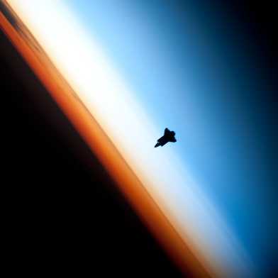 yer is the troposphere, it gives way to the whitish Stratosphere and then into the Mesosphere. (Source: NASA/ STS-​130 Shuttle Mission)