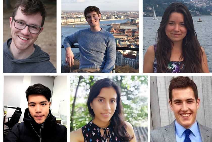 Enlarged view: From left: Mischa Aeschlimann, Giacomo Delagado, Inea Lehner (above), Zou Yibiao, Galicia Cruz Alma, Charles Rees (below) 