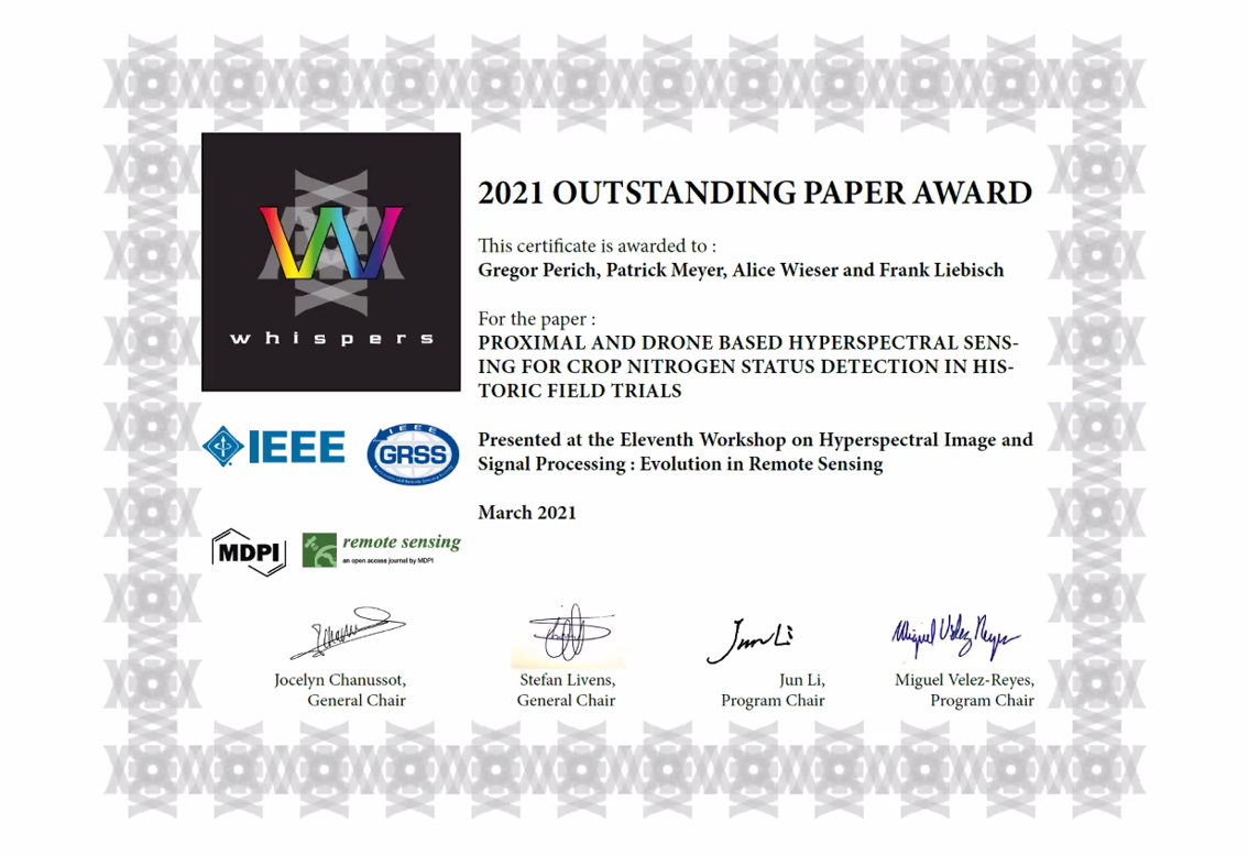 Outstanding paper award der Spectro Expo 2021