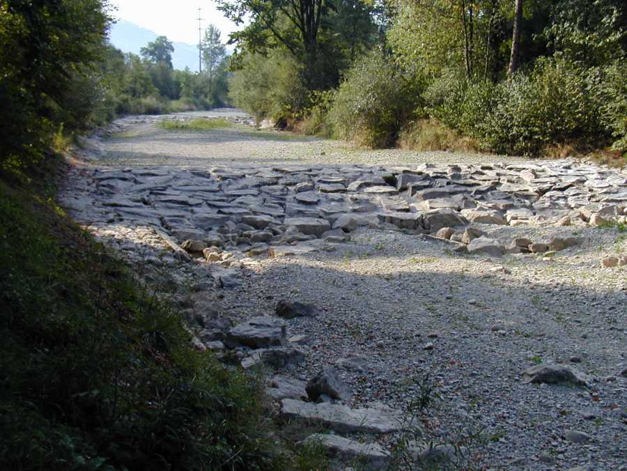 Enlarged view: Extreme events: Dry river Töss in the hot summer of 2003 (Photo: C. Schär)