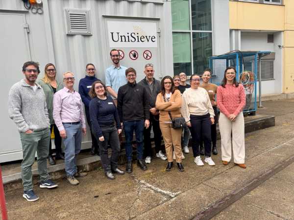 The 2025 CAS cohort visiting the UniSieve pilot container.