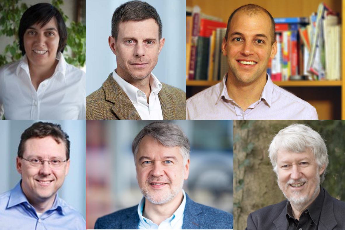 Vergrösserte Ansicht: Von links: Sonia Seneviratne, Tony Patt und Erich Fischer. Unten: Martin Wild, Thomas Bernauer und Andreas Fischlin. Foto: ETH Zürich