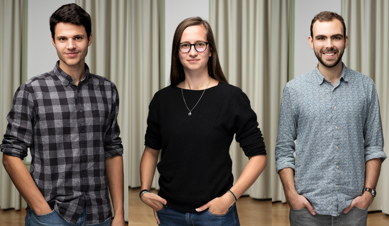 Vergrösserte Ansicht: V l n r: Julian Rogger (Studiengang Agrarwissenschaften), Simone Frei, Leonard Zourek (beide im Studiengang Umweltnaturwissenschaften)