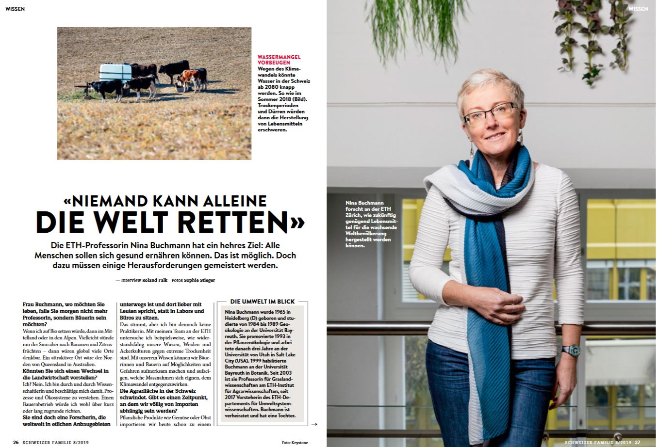«Niemand kann alleine die Welt retten»: Interview mit Prof. Nina Buchmann in der Schweizer Familie vom 21. Februar 2019