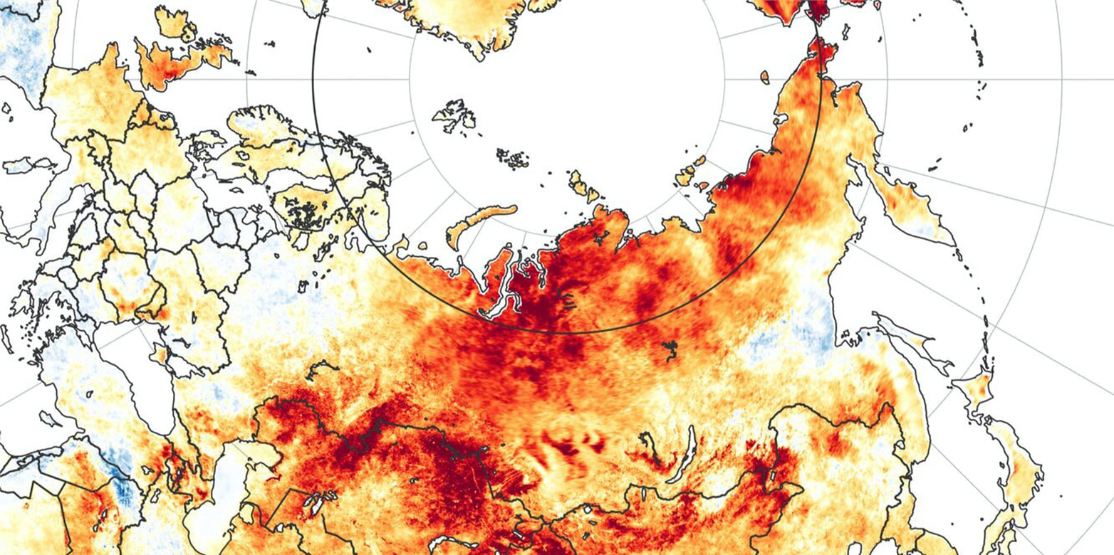 Temperature anomalies from March 19 to June 20 2020. Red colors depict areas that were hotter than average for the same period from 2003-2018; blues were colder than average. Credit: EPA-EFE/NASA