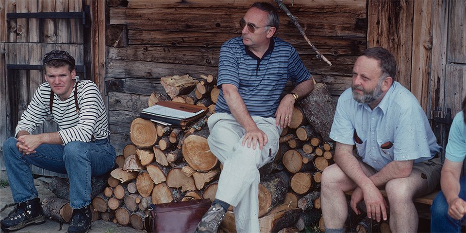 Schlussexkursion der ETH-Abteilung Forstwirtschaft ins Senseoberland, Schwarzsee: Jean-Philippe Schütz (Mitte), Franz Schmithüsen (rechts)